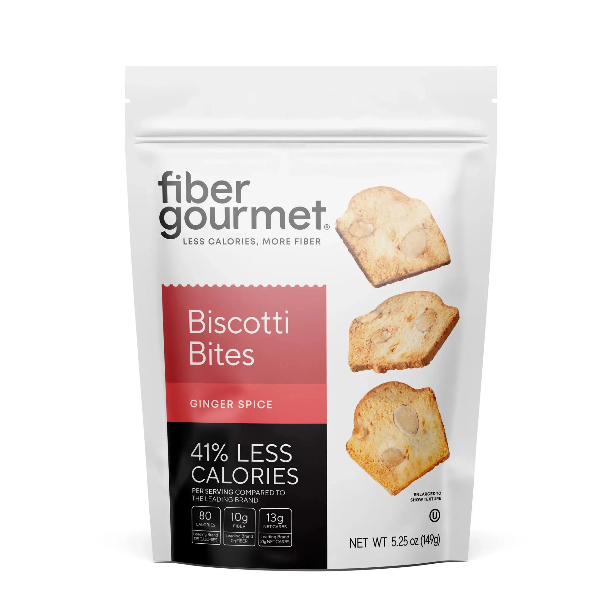 Fiber Gourmet Less Calories Biscotti Bites - Ginger Spice 149g - Sweet Victory Products Ltd