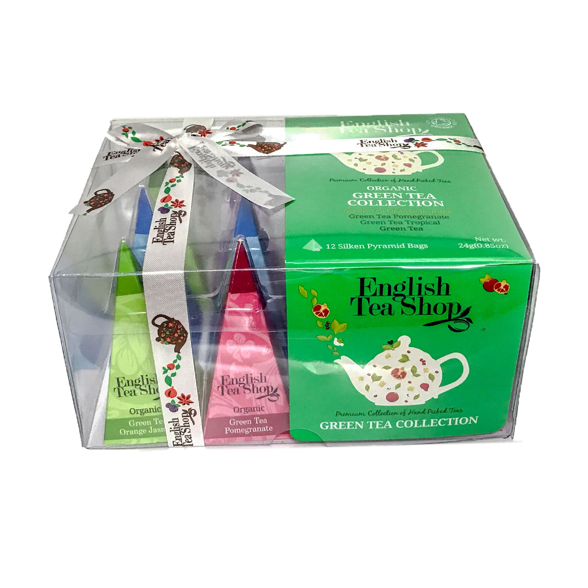 English Tea Shop Organic Green Tea Collection Prism Teas 12x24g - Sweet Victory Products Ltd