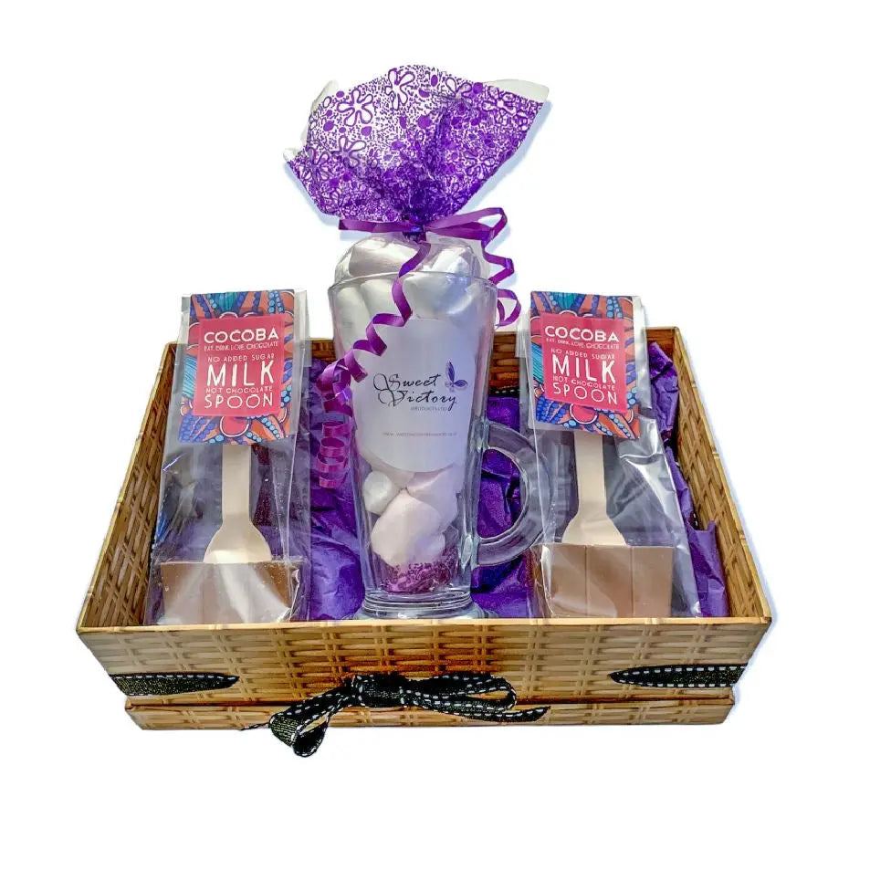 Sugar Free Hot Chocolate Gift Hamper Wicker Box - Sweet Victory Products Ltd