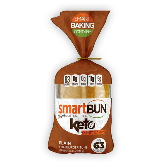 Smartbaking Company Smartbun Low Carb Burger Bun - Plain 4 pack - Sweet Victory Products Ltd