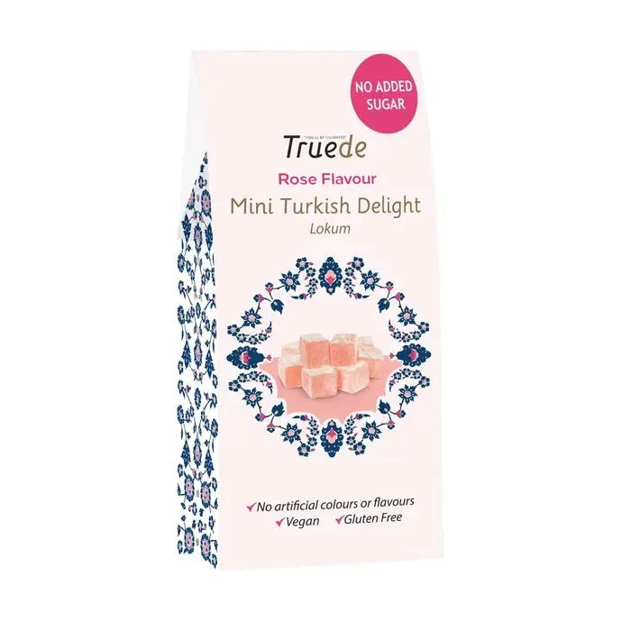 Truede No Added Sugar Rose Flavour Mini Turkish Delights 150g - Sweet Victory Products Ltd