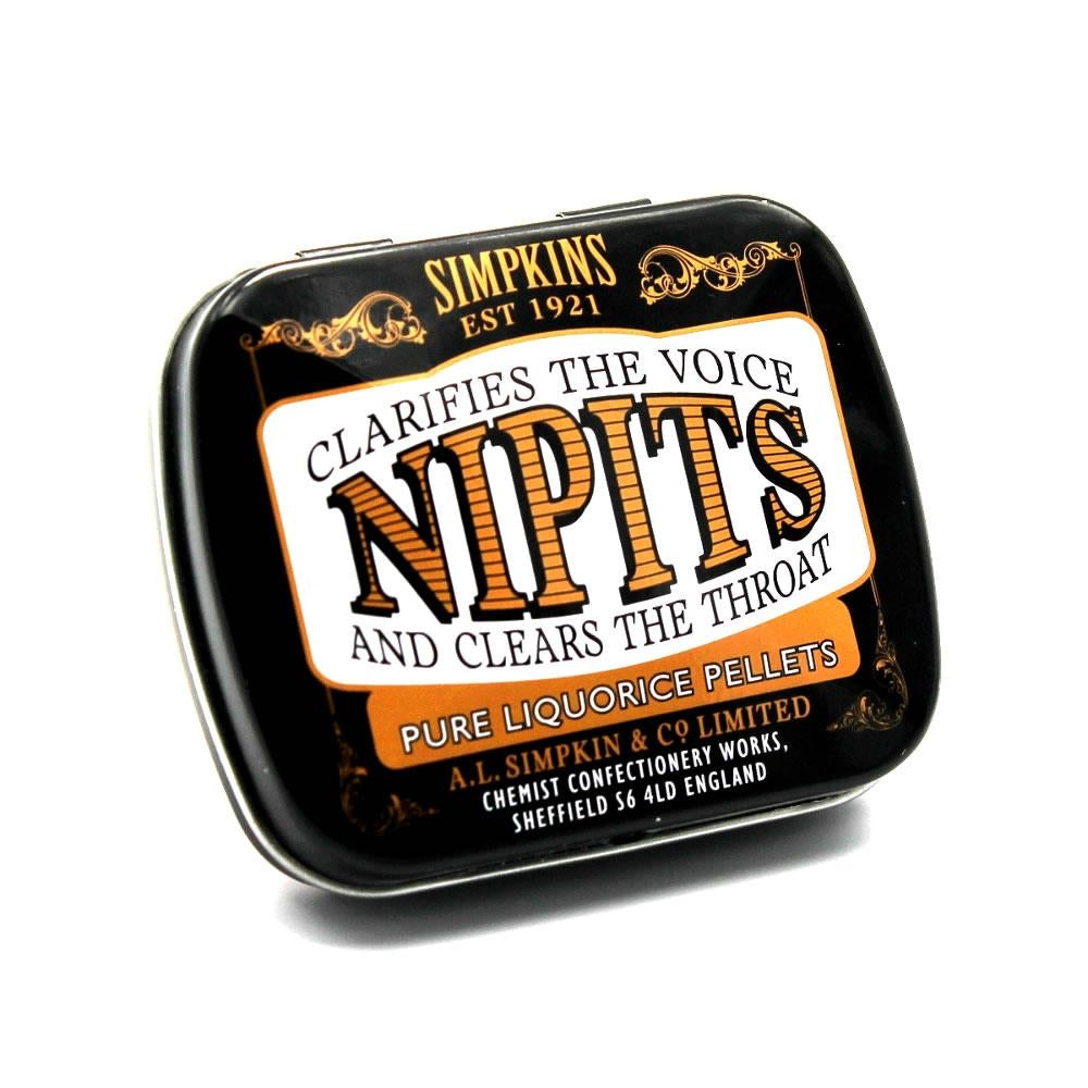 Simpkins Nipits Pure Liquorice Pellets Sweets Tin 12g - Sweet Victory Products Ltd