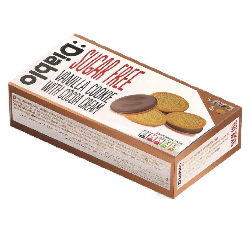 Diablo Sugar Free Vanilla With Cocoa Cream Cookies 4 pack 176g - Sweet Victory Products Ltd