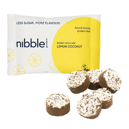 Nibble Simply Sunny Sicilian Lemon Coconut Protein Bites 36g - Sweet Victory Products Ltd
