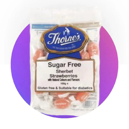 Thornes Sugar Free Sweets Sherbet Strawberries 90g - Sweet Victory Products Ltd