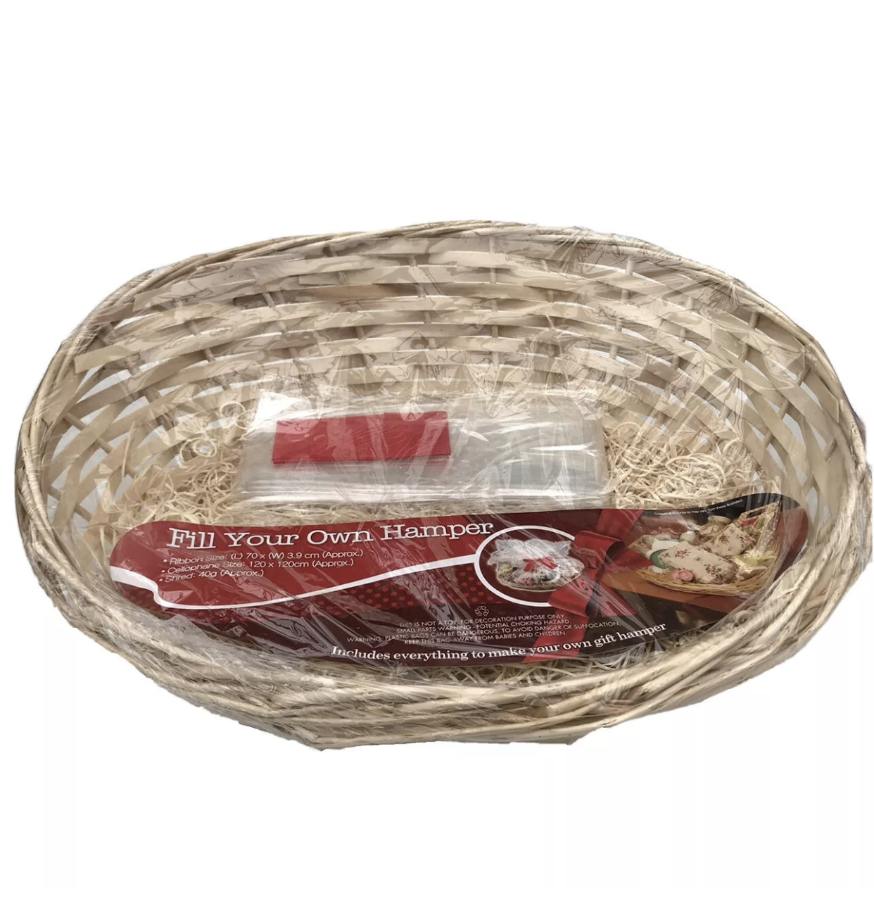 Oval Wicker Basket Gift Hamper Kit - Red - Sweet Victory Products Ltd