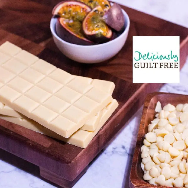 Deliciously Guilt Free Passion Fruit White Chocolate Bar 100g - Sweet Victory Products Ltd