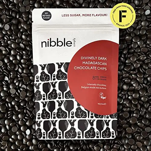 Nibble Simply No Added Sugar Divinely Dark Chocolate Chips 160g - Sweet Victory Products Ltd