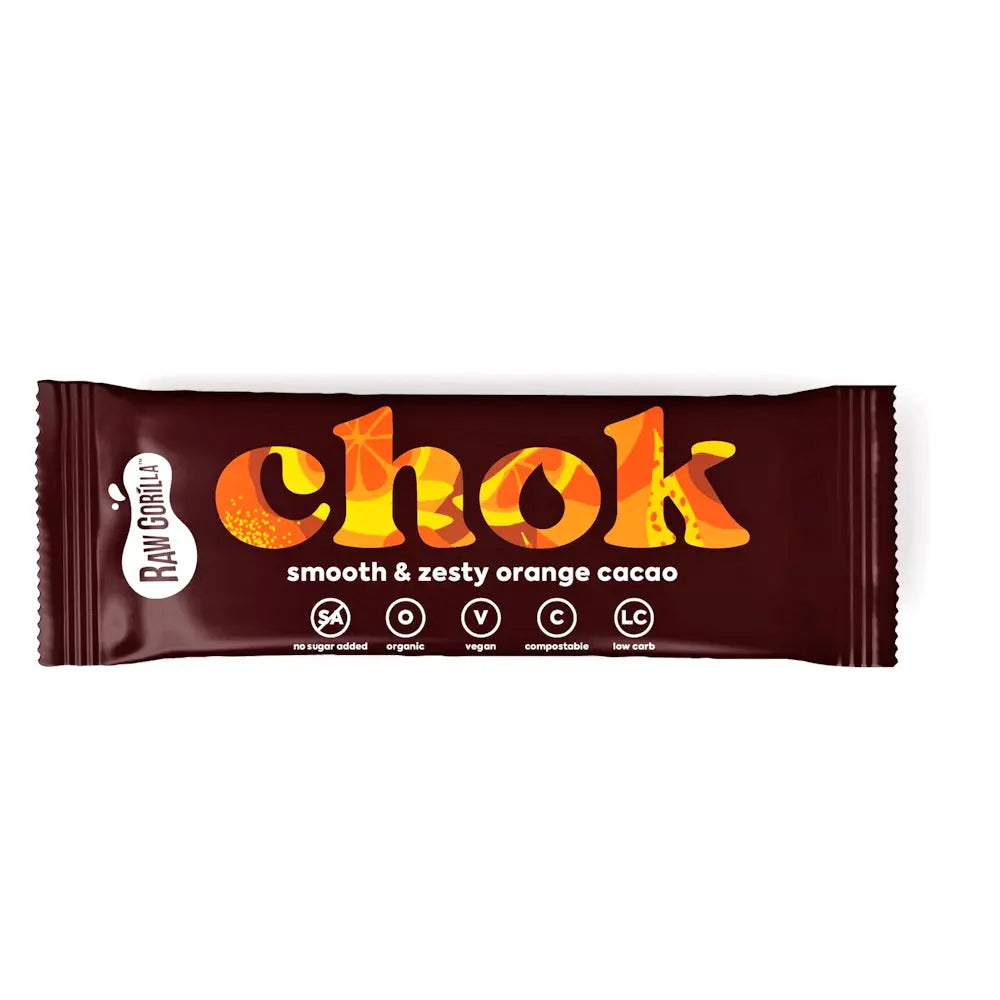 Raw Gorilla Smooth &amp; Silky Zesty Orange Chok Chocolate 35g - Sweet Victory Products Ltd