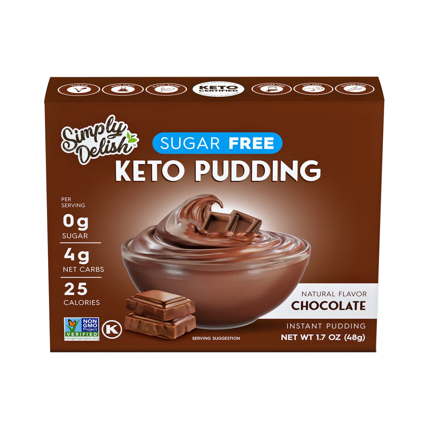 Simply delish Sugar Free Instant Pudding Mix Chocolate 48g - Sweet Victory Products Ltd