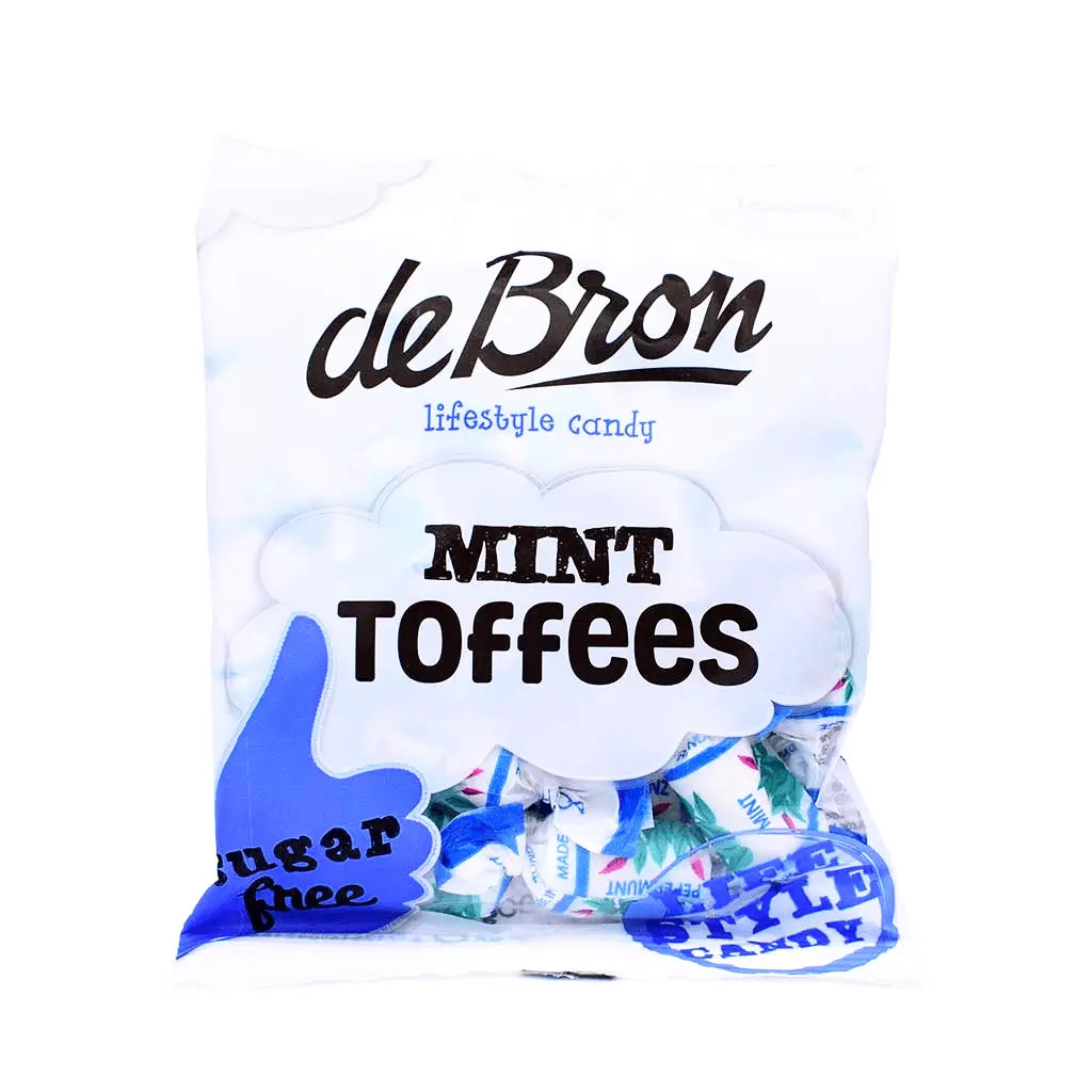 de Bron - Sugar Free Peppermint Toffees Sweets 100g - Sweet Victory Products Ltd