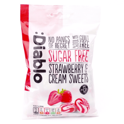 Diablo Sugar Free Strawberry and Cream Sweets 75g - Sweet Victory Products Ltd